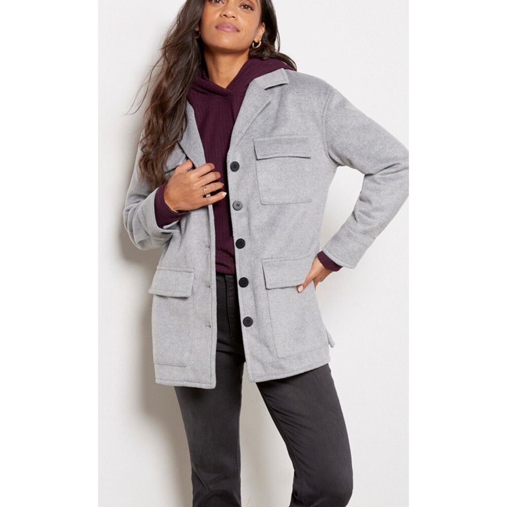 Sanctuary Fisher Car Coat Gray Womens Black Extra Small‎ Evereve XS Jacket New
